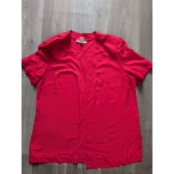 Dana Kay Womens Open Front Red Blouse 18W Lightweight Short Sleeve Made In USA - Picture 4 of 7